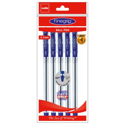 Cello 0.7 mm Blue Fine Grip Ball Point Pen (Pack of 5)